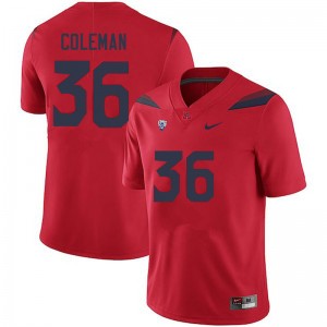 Men Bryce Coleman Red University of Arizona #36 Jersey 199293-424