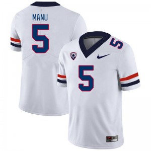 Men Jacob Manu White Arizona Wildcats #5 Jersey 420469-295