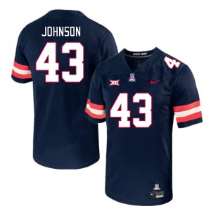 Men Dalton Johnson Navy Arizona Wildcats #43 Big 12 Conference Jersey 582304-802