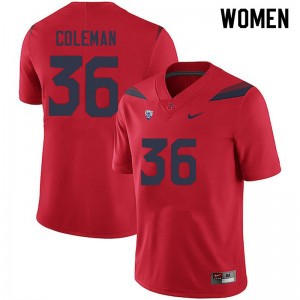 Women Bryce Coleman Red Arizona #36 Jersey 213373-608