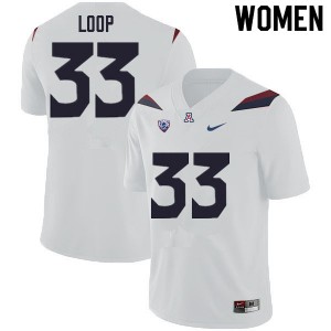 Women Tyler Loop White Wildcats #33 Jersey 472974-843