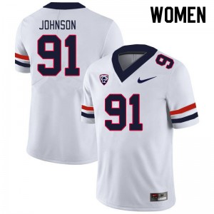 Women Isaiah Johnson White Arizona Wildcats #91 Jersey 601427-454