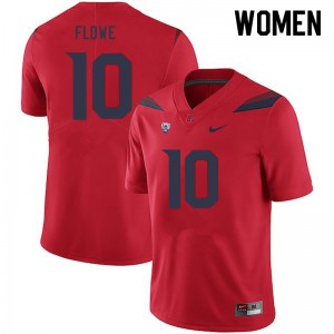Women Justin Flowe Red Arizona Wildcats #10 Jersey 263569-548