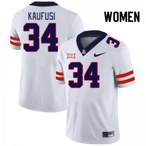 Women Ammon Kaufusi White University of Arizona #34 Big 12 Conference Jersey 648385-228