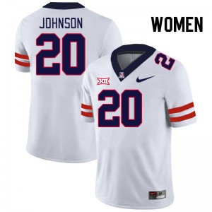 Women Brandon Johnson White University of Arizona #20 Big 12 Conference Jersey 507908-687