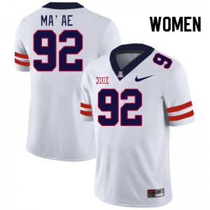 Women Chubba Ma'ae White University of Arizona #92 Big 12 Conference Jersey 462679-137