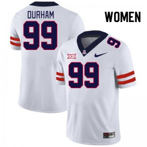Women Cyrus Durham White University of Arizona #99 Big 12 Conference Jersey 702781-887