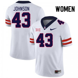 Women Dalton Johnson White Arizona Wildcats #43 Big 12 Conference Jersey 575623-363