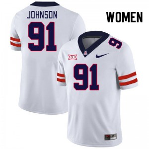 Women Isaiah Johnson White Arizona Wildcats #91 Big 12 Conference Jersey 191909-904