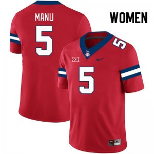 Women Jacob Manu Red Arizona #5 Big 12 Conference Jersey 424494-352