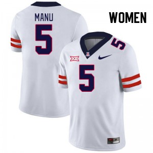 Women Jacob Manu White Arizona Wildcats #5 Big 12 Conference Jersey 922220-419