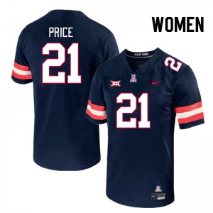 Women Johno Price Navy University of Arizona #21 Big 12 Conference Jersey 451192-855