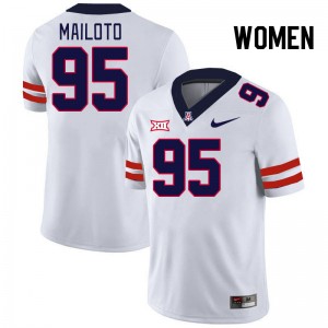 Women Keanu Mailoto White University of Arizona #95 Big 12 Conference Jersey 666403-137