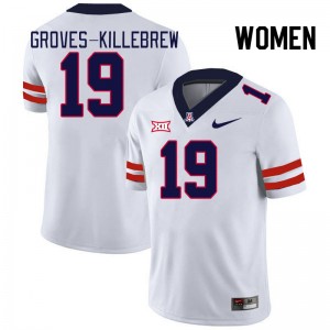 Women Marquis Groves-Killebrew White University of Arizona #19 Big 12 Conference Jersey 397970-791
