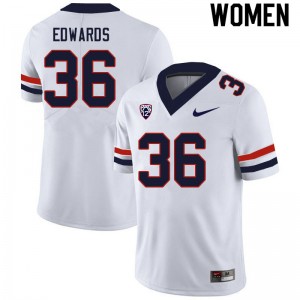 Women RJ Edwards White Wildcats #36 Jersey 990637-303