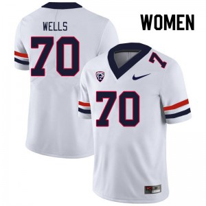 Women Zarius Wells White University of Arizona #70 Jersey 209347-981