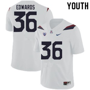 Youth RJ Edwards White Wildcats #36 Jersey 259337-923