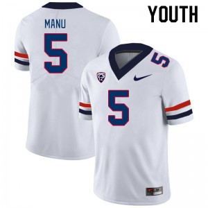 Youth Jacob Manu White Arizona #5 Jersey 648708-843