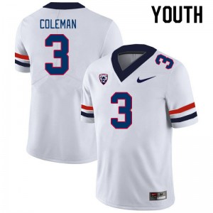 Youth Jonah Coleman White Arizona Wildcats #3 Jersey 479623-476