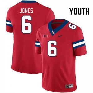 Youth AJ Jones Red University of Arizona #6 Big 12 Conference Jersey 273580-452