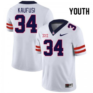 Youth Ammon Kaufusi White Arizona Wildcats #34 Big 12 Conference Jersey 801657-724