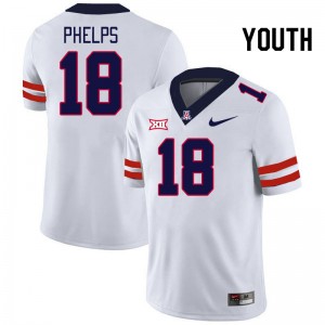 Youth Brandon Phelps White University of Arizona #18 Big 12 Conference Jersey 597346-844