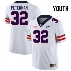 Youth Cash Peterman White Arizona Wildcats #32 Big 12 Conference Jersey 536406-608