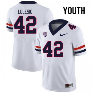 Youth Dominic Lolesio White Arizona Wildcats #42 Jersey 946143-343