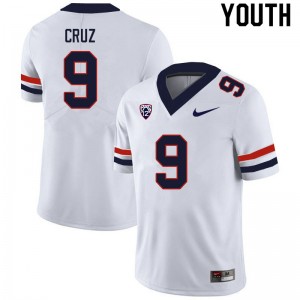 Youth Gunner Cruz White University of Arizona #9 Jersey 724419-877