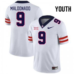 Youth Gunner Maldonado White University of Arizona #9 Big 12 Conference Jersey 945399-218