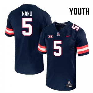Youth Jacob Manu Navy Arizona Wildcats #5 Big 12 Conference Jersey 570473-184