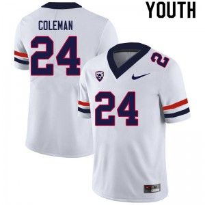 Youth Jonah Coleman White University of Arizona #24 Jersey 666835-585