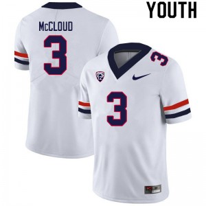 Youth Jordan McCloud White Arizona Wildcats #3 Jersey 979435-289
