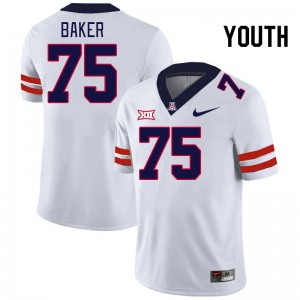 Youth Josh Baker White Arizona Wildcats #75 Big 12 Conference Jersey 767486-546