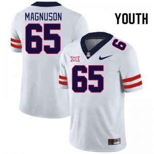 Youth Leif Magnuson White University of Arizona #65 Big 12 Conference Jersey 206481-192