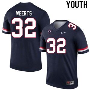 Youth Matt Weerts Navy University of Arizona #32 Jersey 142224-318