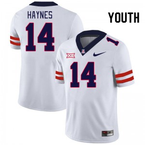 Youth Rex Haynes White Arizona Wildcats #14 Big 12 Conference Jersey 479720-855
