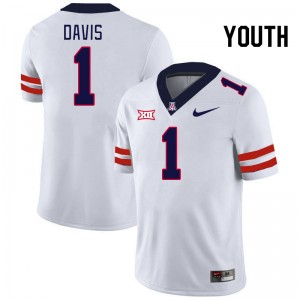 Youth Tacario Davis White Arizona #1 Big 12 Conference Jersey 977820-460