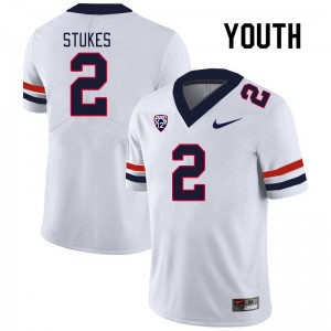 Youth Treydan Stukes White University of Arizona #2 Jersey 346072-484