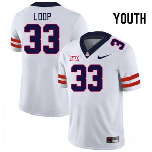 Youth Tyler Loop White Wildcats #33 Big 12 Conference Jersey 327168-367